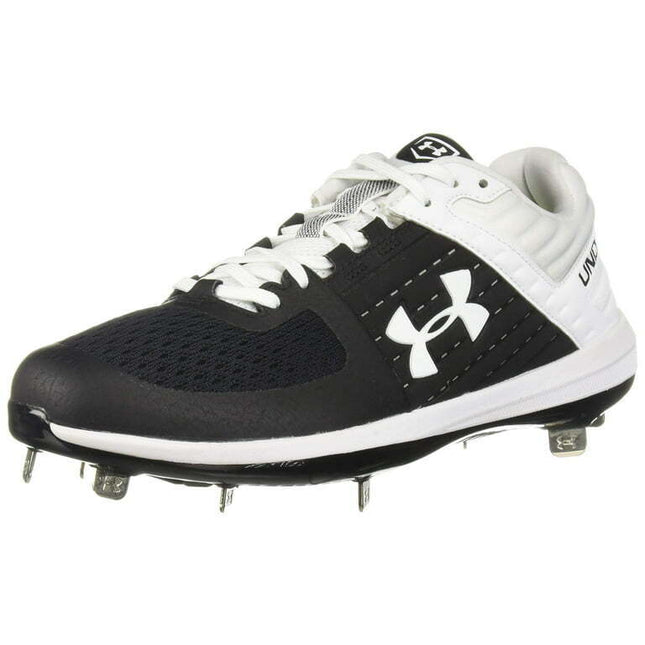 Under Armour Yard Low Men's Baseball Metal Cleats Spikes, Black-White, 13.5 M US