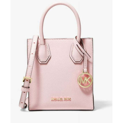 Michael Kors Mercer Extra-Small Pebbled Leather Crossbody Bag (Powder Blush) 35S