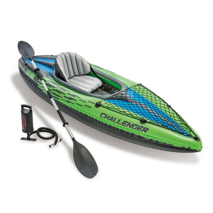 Intex Challenger K1 Inflatable Single Person Kayak Set and Accessory Kit w/ Pump