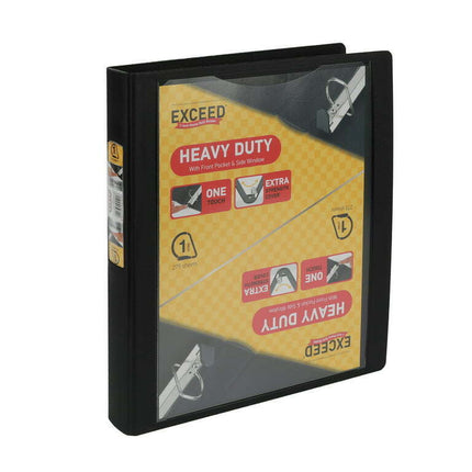 Exceed 1.5 inch Heavy Duty Binder, Black, Slant D-Ring