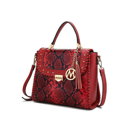 MKF Collection Lilli Vegan Leather Women's Satchel Handbag By Mia K., Red Wine