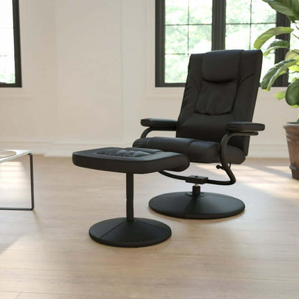 Stonehurst Oscar Contemporary Leather Recliner and Ottoman
