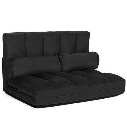 Costway Foldable Floor Sofa Bed 6-Position Adjustable Couch w/ 2 Pillows Black