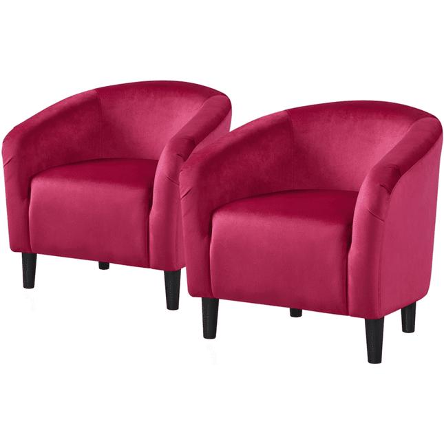Easyfashion Tub Chair, Set of 2, Rose Red Velvet