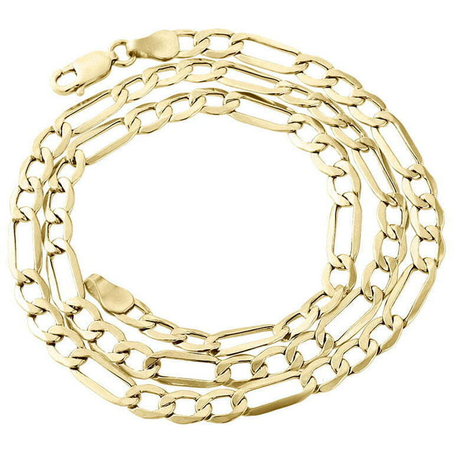 Mens Real 10K Yellow Gold Figaro Chain 4.7mm Necklace High Polished 24 Inches
