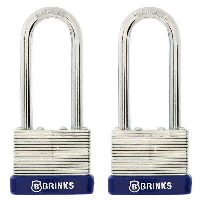 Brinks, Laminated Steel 40mm Keyed Padlock with 2 1/4in Shackle, 2 Pack