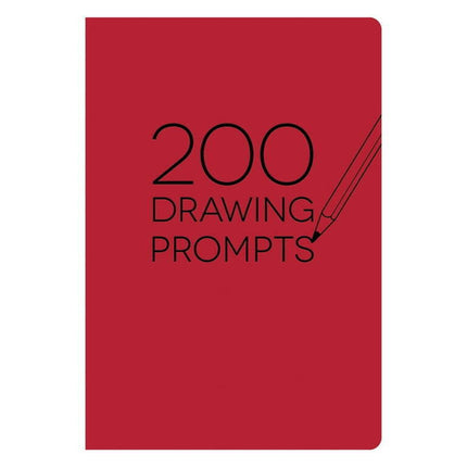 Piccadilly 200 Drawing Prompts, Sketch Journal, 4.8 x 6.9", Red Cover, Paper