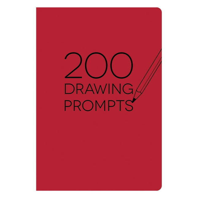 Piccadilly 200 Drawing Prompts, Sketch Journal, 4.8 x 6.9", Red Cover, Paper