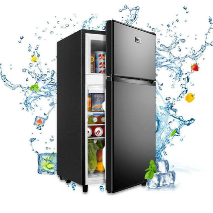 WANAI 3.5 Cu ft Two Door Mini Fridge, Black