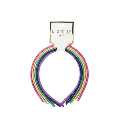 Lulu Girls Metallic Headbands, Multi-Color, 6-Pack