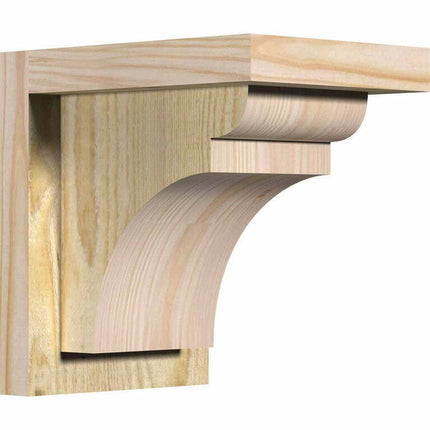 6"W x 8"D x 8"H Yorktown Rough Sawn Corbel w/Backplate, Douglas Fir