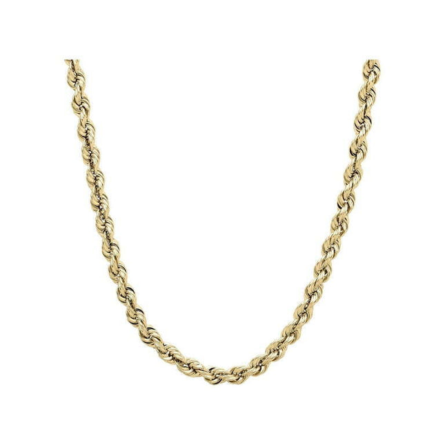 Brilliance Fine Jewelry 10K Yellow Gold 3.40 mm Hollow Rope Necklace, 22"