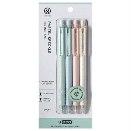 U Brands U-Eco Gel Pen, Black Ink, Pastel Speckle, 4 Count