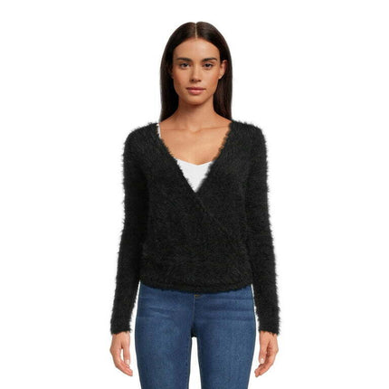 Love by Design Women's Juniors Wrap Sweater with Long Sleeves, Midweight