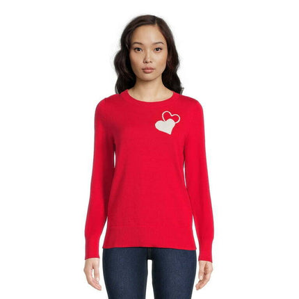 Time and Tru Women's Print Crew Neck Sweater, Midweight, Sizes XS-XXXL