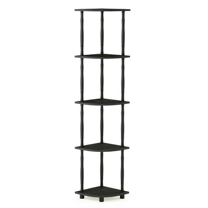 Furinno 11.6"W x 11.6"D x 57.7"H 5-Shelf Decorative Shelves, Black