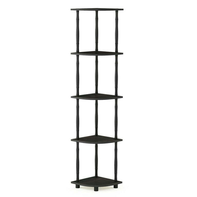 Furinno 11.6"W x 11.6"D x 57.7"H 5-Shelf Decorative Shelves, Black