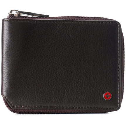 Alpine Swiss Zipper Bifold Wallet for Men Women RFID Protected Genuine Leather