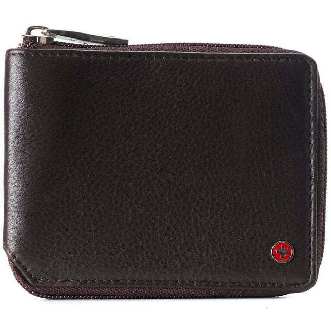 Alpine Swiss Zipper Bifold Wallet for Men Women RFID Protected Genuine Leather