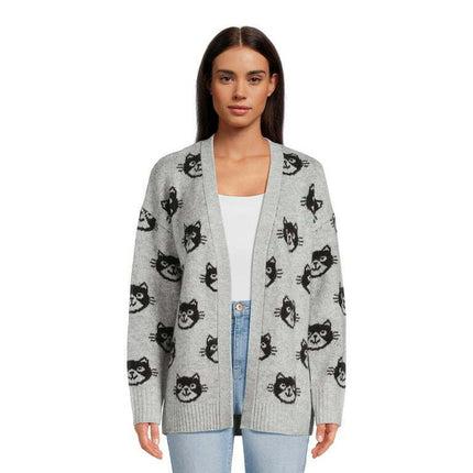 No Boundaries Juniors’ Jacquard Cardigan Sweater, Midweight, Sizes XS-3XL