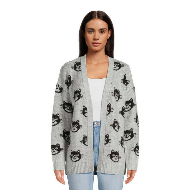 No Boundaries Juniors’ Jacquard Cardigan Sweater, Midweight, Sizes XS-3XL