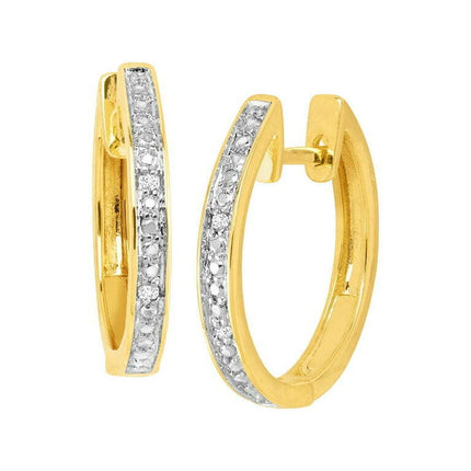Hoop Earrings with Diamonds in Plated Brass