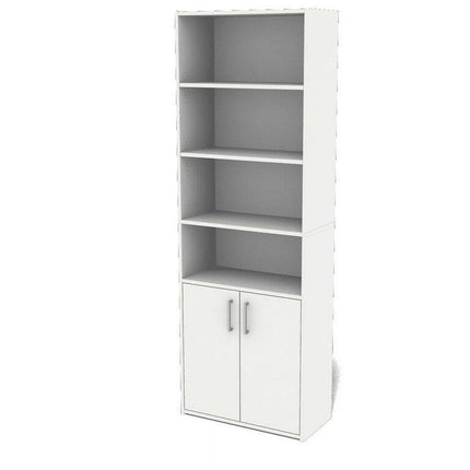 Mainstays Traditional 5 Shelf Bookcase with Doors, Soft White