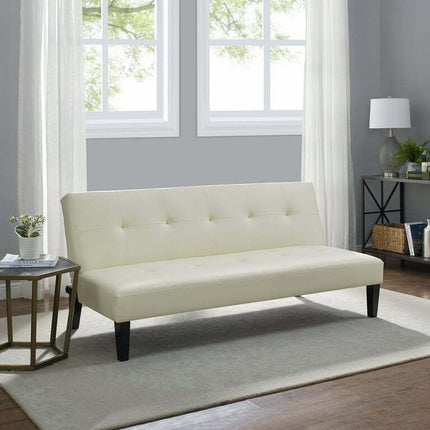 Naomi Home Button Tufted Futon Sofa Bed-Color:Cream