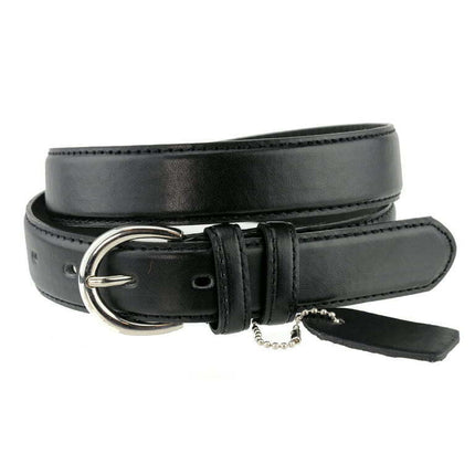 Eurofashion Women's Basic Genuine Bonded Leather Dressy Belt, Black, Small