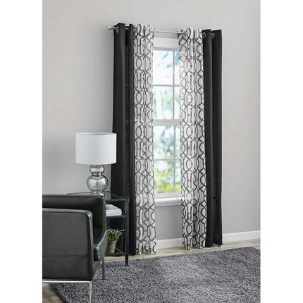 Mainstays Kingwood 4 Piece Curtain Set, 27.5x84, Black