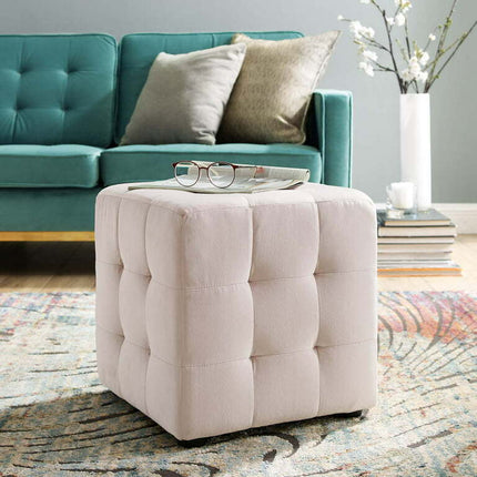 Modway Contour Tufted Cube Performance Velvet Ottoman in Pink