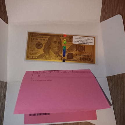 Solid  Pure 24K AMPEX $100 Bill Money Made of Pure 24K No longer being made