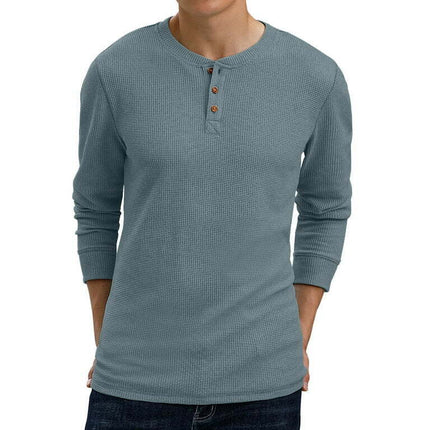 GIRUNS Men's Long Sleeve Waffle Henley Casual Henley T-shirts for Men
