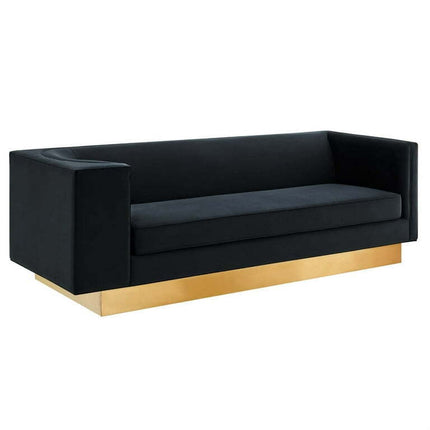 Modway Eminence Upholstered Performance Velvet Sofa, Black