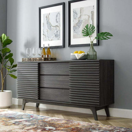 Modway Render 63" Sideboard Buffet Table or TV Stand in Charcoal