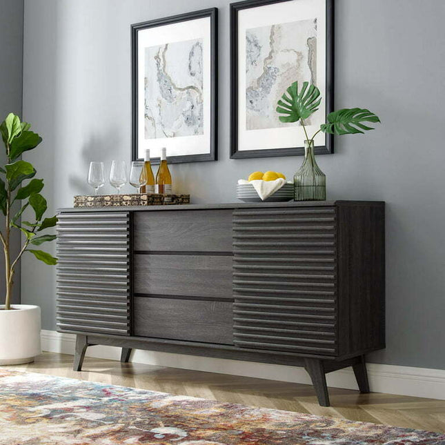 Modway Render 63" Sideboard Buffet Table or TV Stand in Charcoal