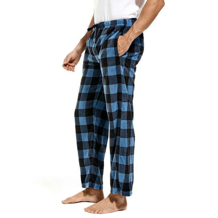 DG Hill Mens Sleep Pants, Fleece Pajama Bottoms with Pockets, Plaid or Camo