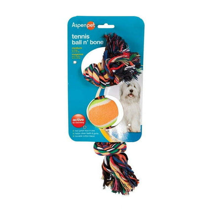 Aspen Pet 50813 Booda Rope Bone and Ball Dog Toy