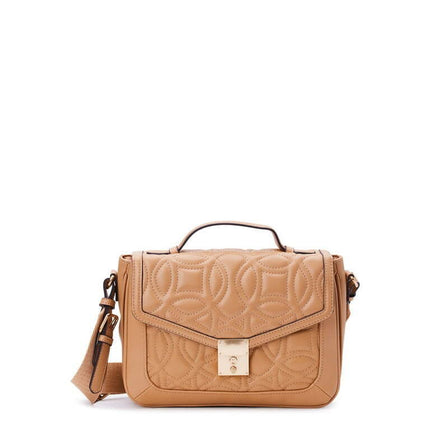 Time and Tru Women's Kate Flap Front Crossbody Handbag, Quilted Golden Honey