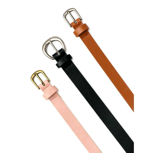 No Boundaries Women's 3 for 1 Belts, Blush/Black/Cognac