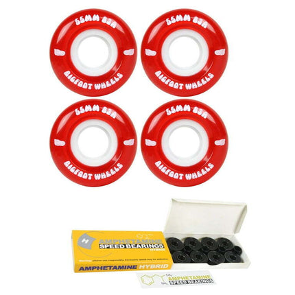 Bigfoot Skateboard Wheels 55mm 83A Soft Cruiser Filmer Red + Ceramic Bearings