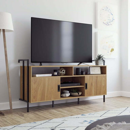 Sauder New Hyde Wall-Mounted TV Stand for TVs up to 60", Serene Walnut Finish