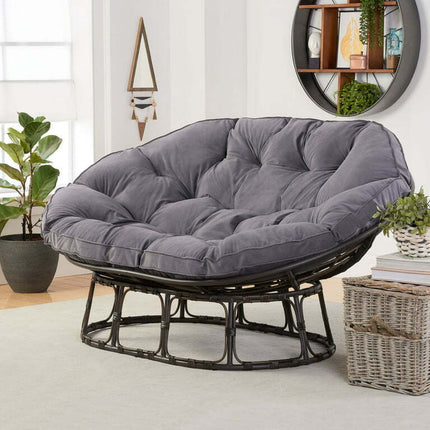 Better Homes & Gardens Papasan Bench, Charcoal Gray, Upholstery Bench