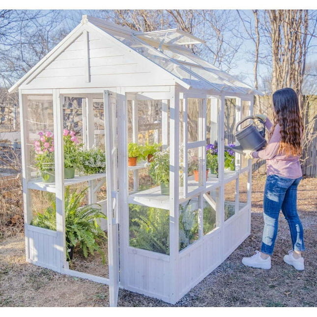 Zylina Superior Wood Green House with Window and Roof Panels, 84in x 72in x 72in
