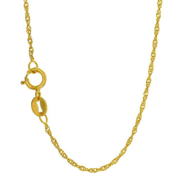 10K Yellow Gold 1.0mm Diamond Cut Singapore Chain with Spring Ring Clasp, 18"