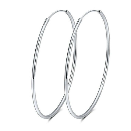 Hoop Earrings Classic Thin Plain Round 30 40 or 50mm Sterling Silver