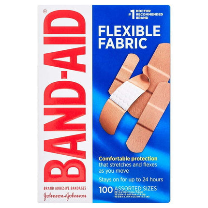 Band-Aid Brand Flexible Fabric Adhesive Bandages, Assorted, 100Ct