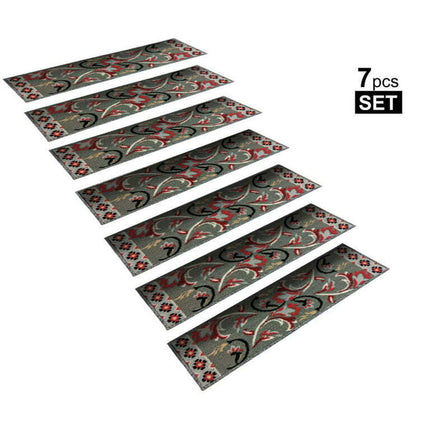 Non-Slip Rubber Backing Stair Treads Gripper Mats Set of 7 (8.5" x 26")