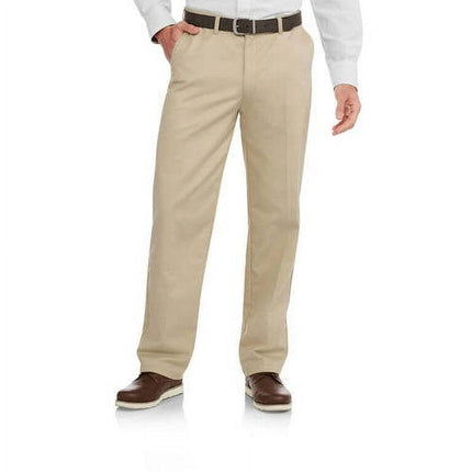 George Men's and Big Men's Wrinkle Resistant Flat Front Twill Pants