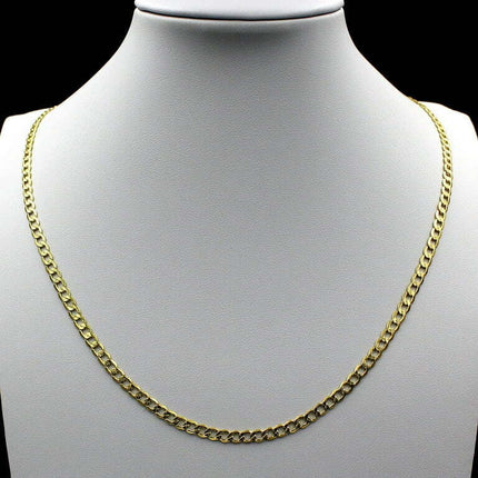 10K Solid Yellow Gold Cuban Curb Link Chain Necklace 2MM 16" 18" 20" 22" 24"